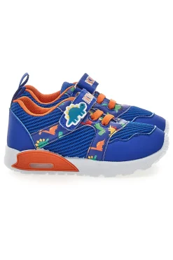 Sneakers blu e arancioni fantasia dinosauri primi passi Pitt kids PK2380A
