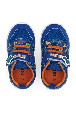 Sneakers blu e arancioni fantasia dinosauri primi passi Pitt kids PK2380A