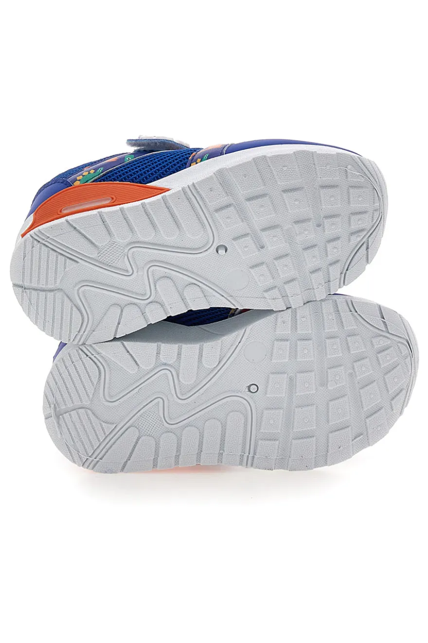 Sneakers blu e arancioni fantasia dinosauri primi passi Pitt kids PK2380A