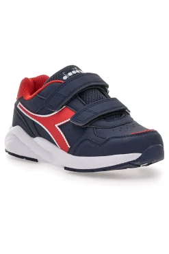 Sneakers blu e rosse con doppio strappo Diadora Falcon 5 SL JR V