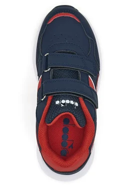 Sneakers blu e rosse con doppio strappo Diadora Falcon 5 SL JR V