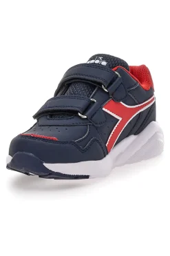 Sneakers blu e rosse con doppio strappo Diadora Falcon 5 SL JR V
