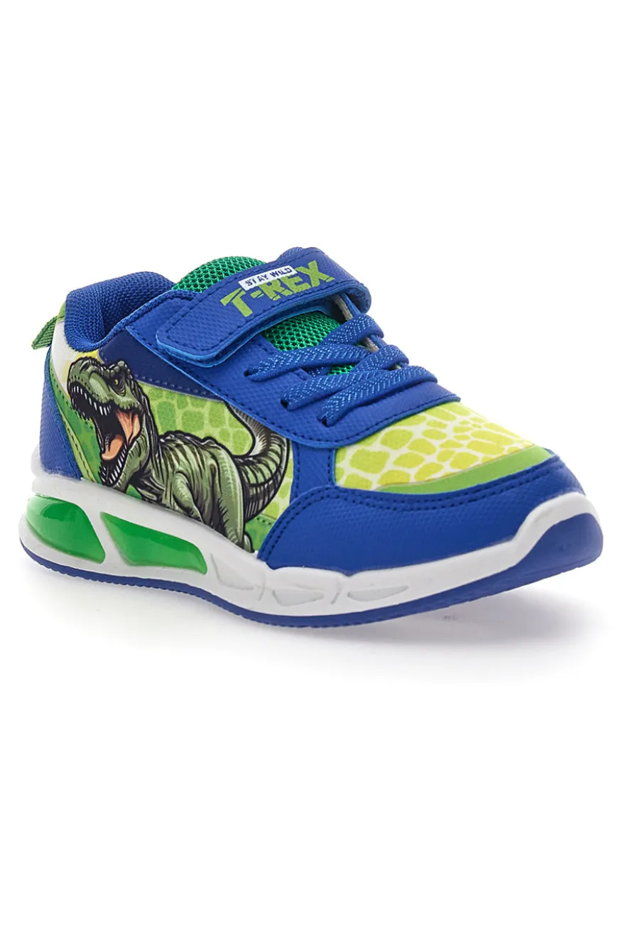 Sneakers Blu e Verdi con Luci e Velcro DINOSAURO S8020112T