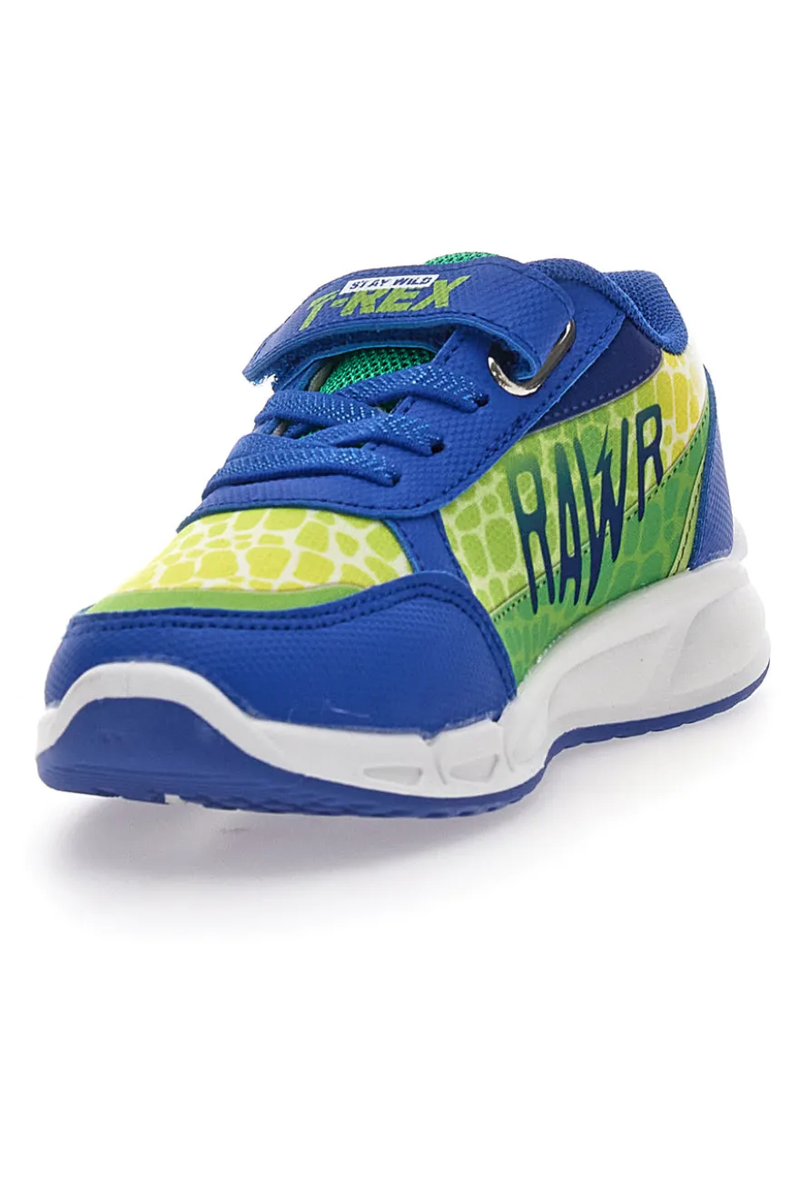Sneakers Blu e Verdi con Luci e Velcro DINOSAURO S8020112T