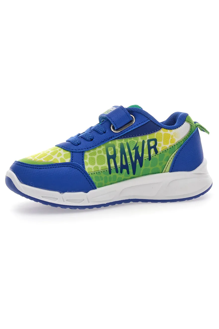 Sneakers Blu e Verdi con Luci e Velcro DINOSAURO S8020112T