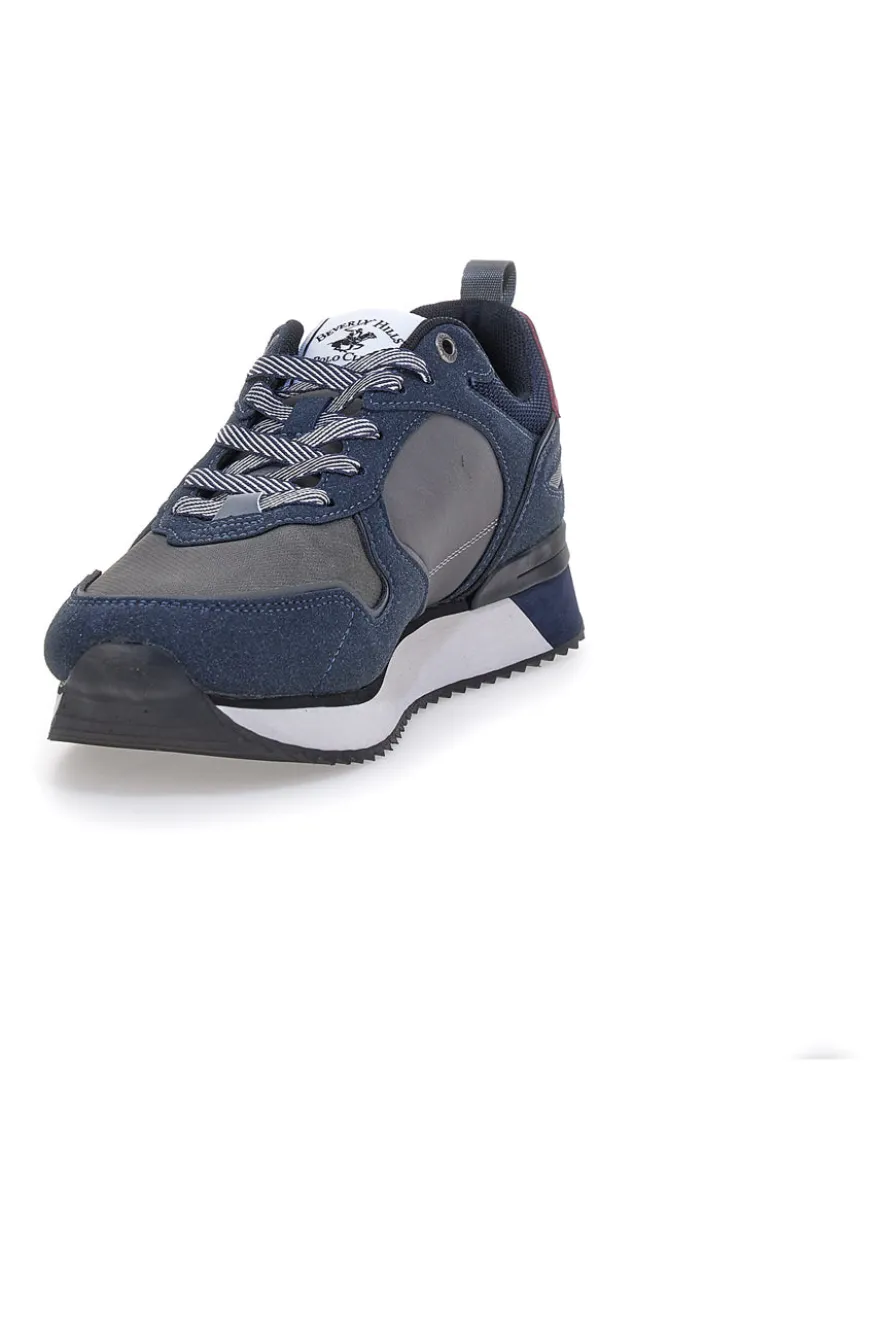 Sneakers blu in materie sintetiche con logo laterale Beverly Hills Polo Club BHM523200