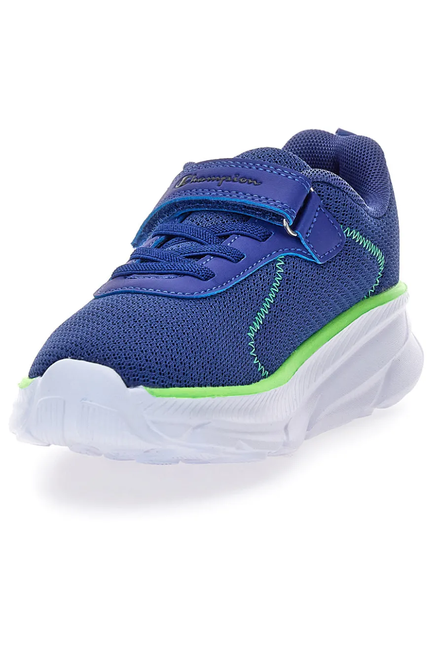 Sneakers blu in mesh con suola chunky e dettagli verdi Champion HRO J B PS Low Cut