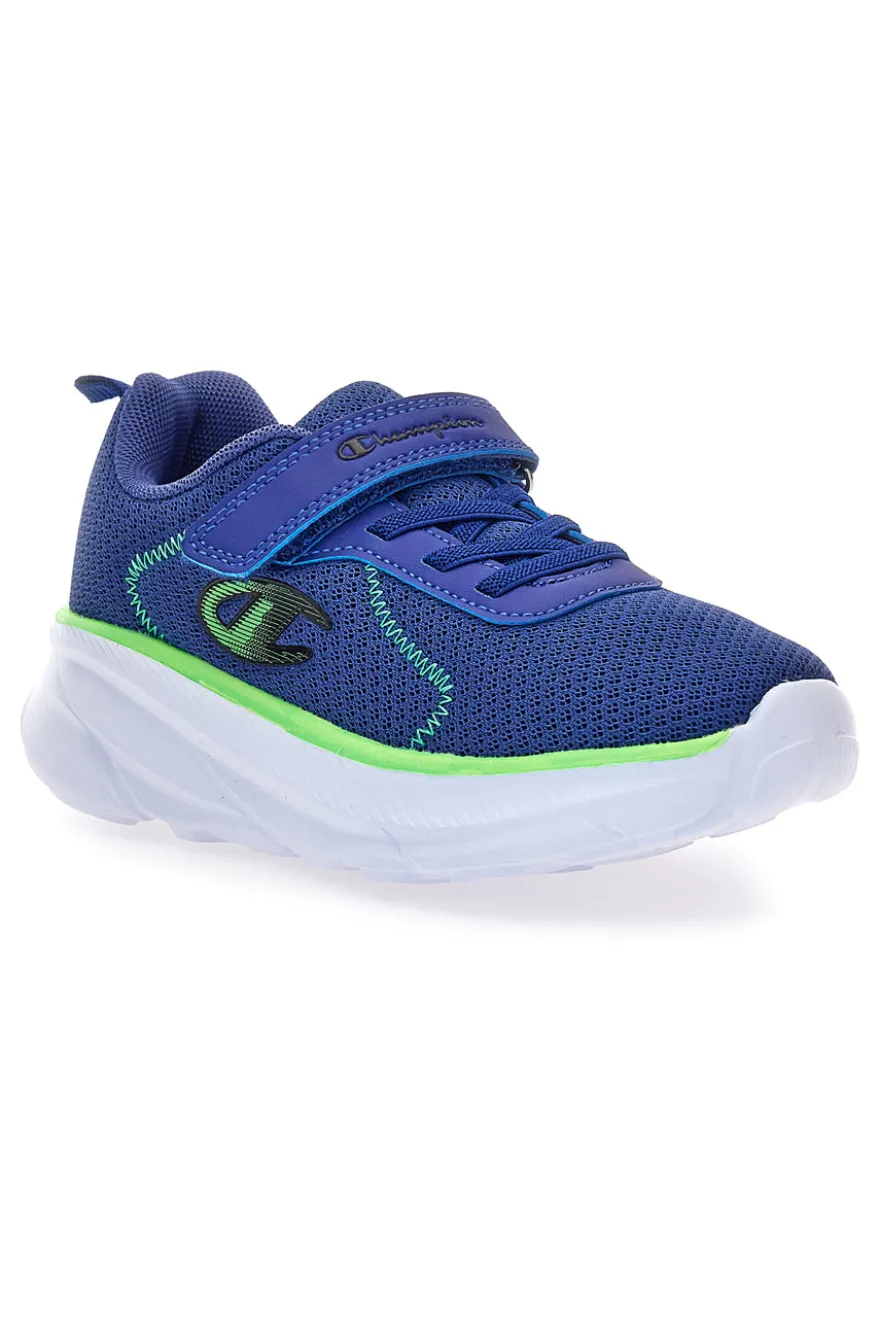 Sneakers blu in mesh con suola chunky e dettagli verdi Champion HRO J B PS Low Cut