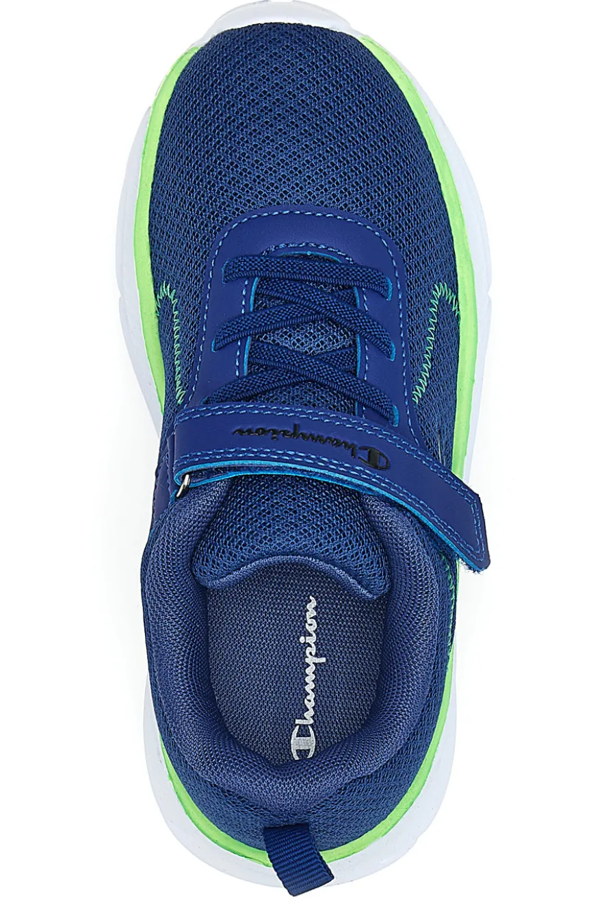 Sneakers blu in mesh con suola chunky e dettagli verdi Champion HRO J B PS Low Cut