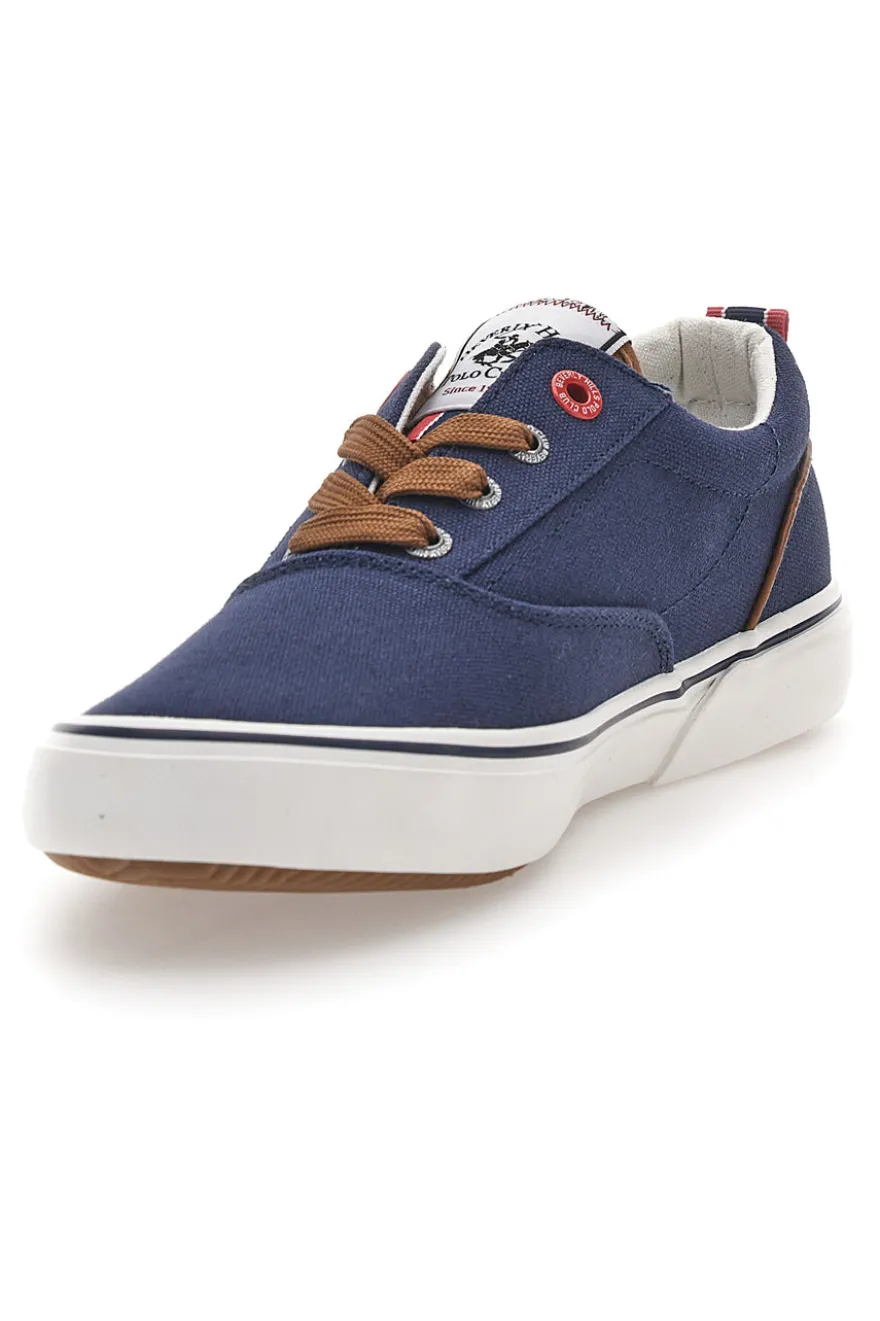 Sneakers blu in tela con dettagli a contrasto BEVERLY HILLS POLO BATH CVS