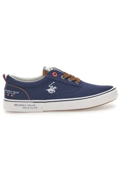 Sneakers blu in tela con dettagli a contrasto BEVERLY HILLS POLO BATH CVS