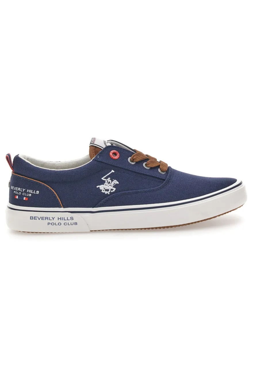 Sneakers blu in tela con dettagli a contrasto BEVERLY HILLS POLO BATH CVS