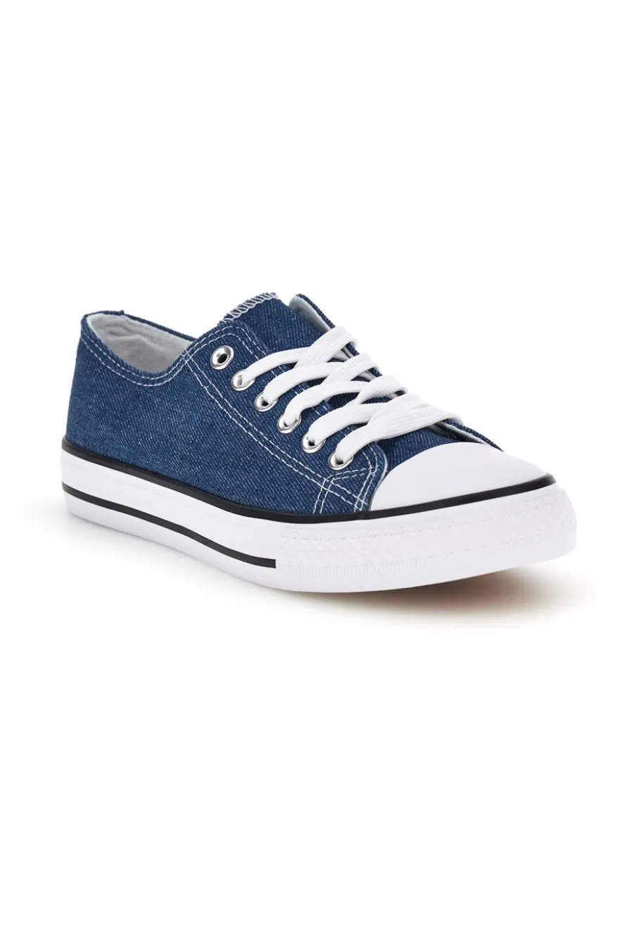 Sneakers blu in tela stringate basse 2t2l 8011