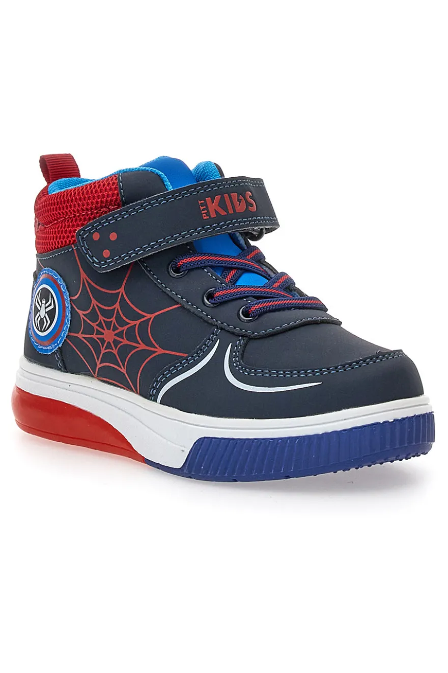 Sneakers blu rosse alte con ragnatela e luci Pitt Kids 116