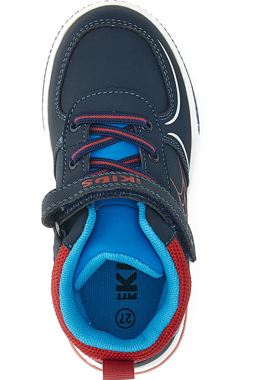 Sneakers blu rosse alte con ragnatela e luci Pitt Kids 116