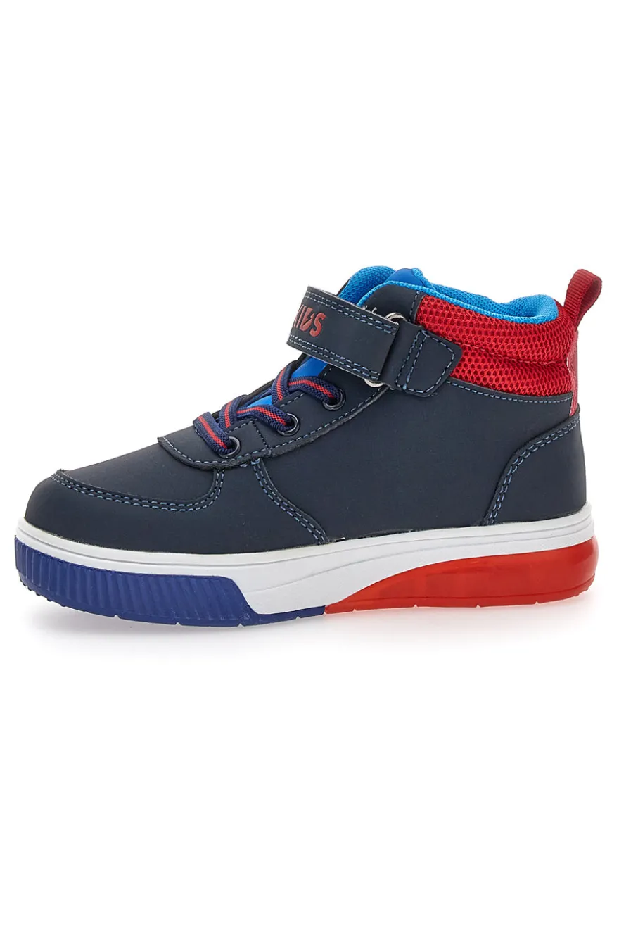 Sneakers blu rosse alte con ragnatela e luci Pitt Kids 116