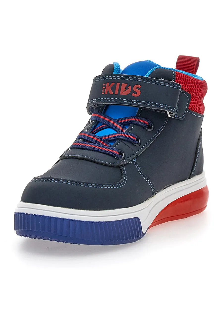 Sneakers blu rosse alte con ragnatela e luci Pitt Kids 116