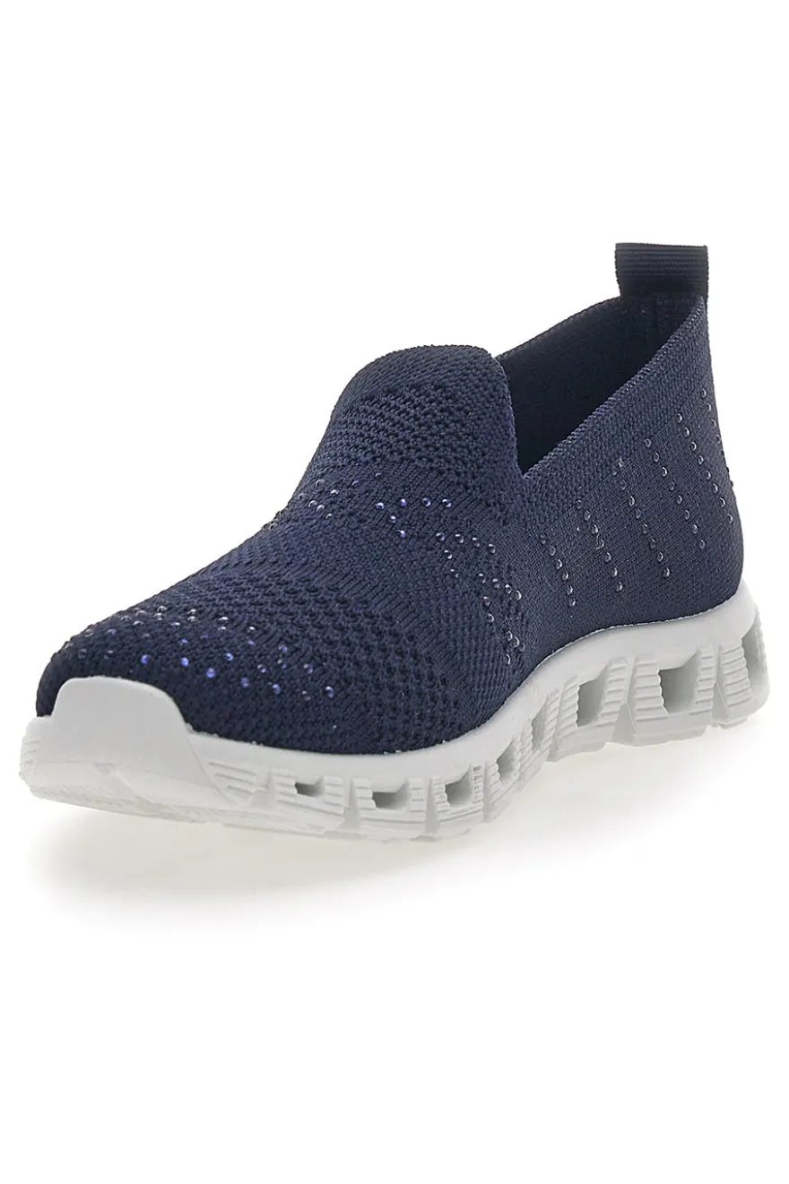 Sneakers Blu Slip-on Con Strass Prima Riga 471