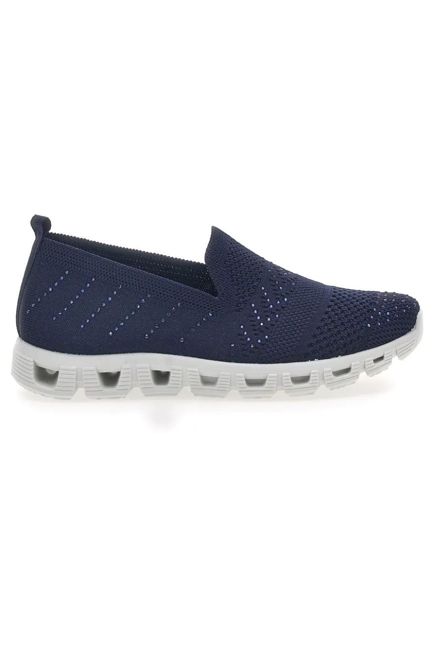 Sneakers Blu Slip-on Con Strass Prima Riga 471