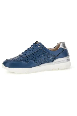Sneakers blu traforate con arch support in vera pelle Prima riga 182082
