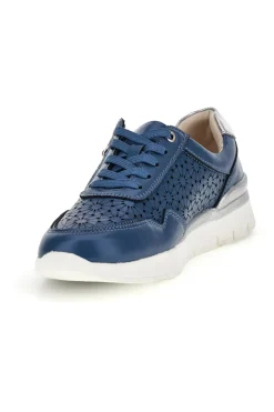 Sneakers blu traforate con arch support in vera pelle Prima riga 182082