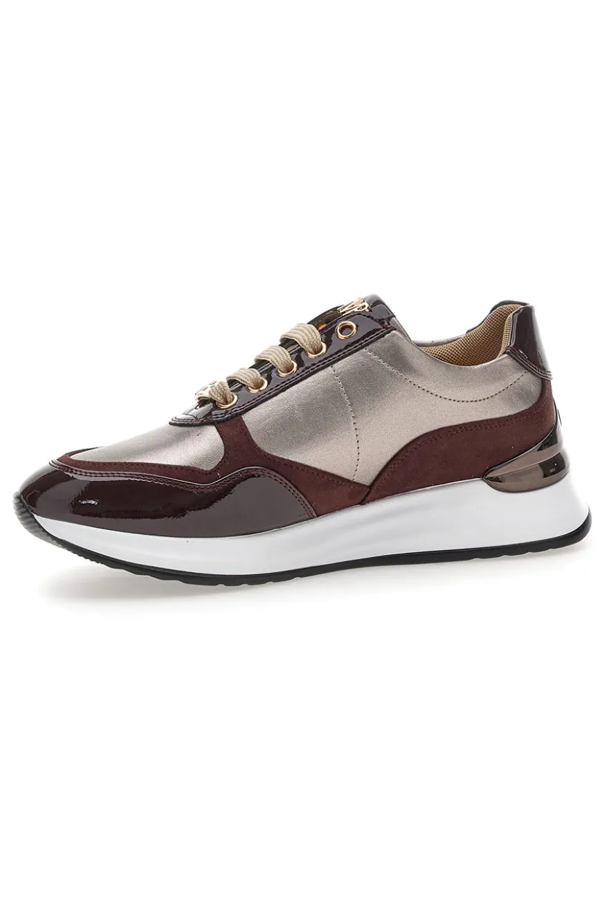 Sneakers bordeaux e beige con zip e dettagli verniciati Mariella Burani 51742C1149