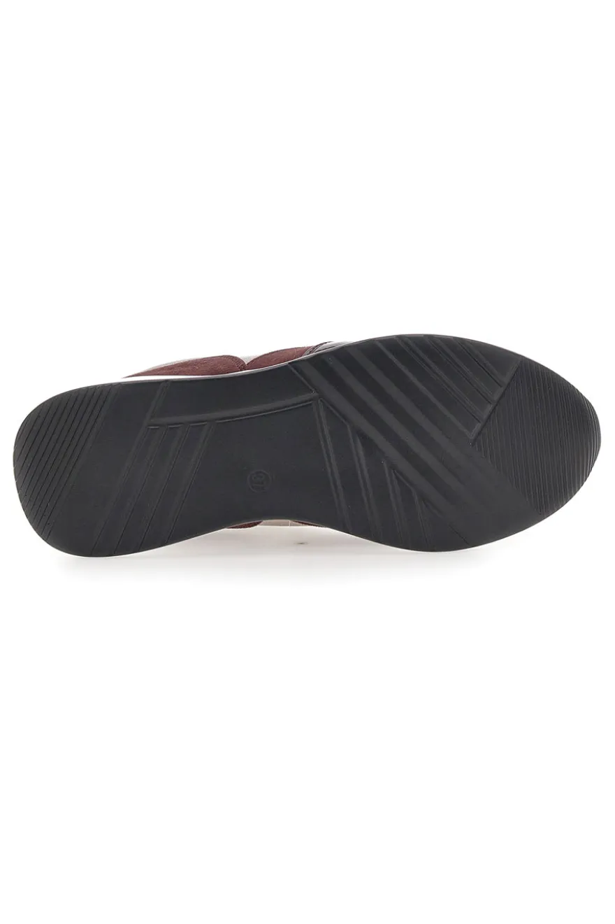 Sneakers bordeaux e beige con zip e dettagli verniciati Mariella Burani 51742C1149