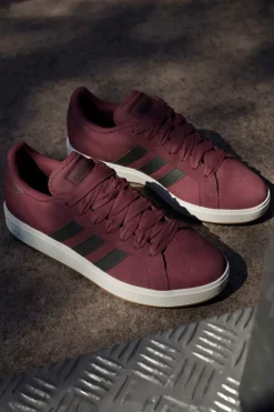 Sneakers bordeaux in pelle con strisce nere Adidas Grand Court Base 00s