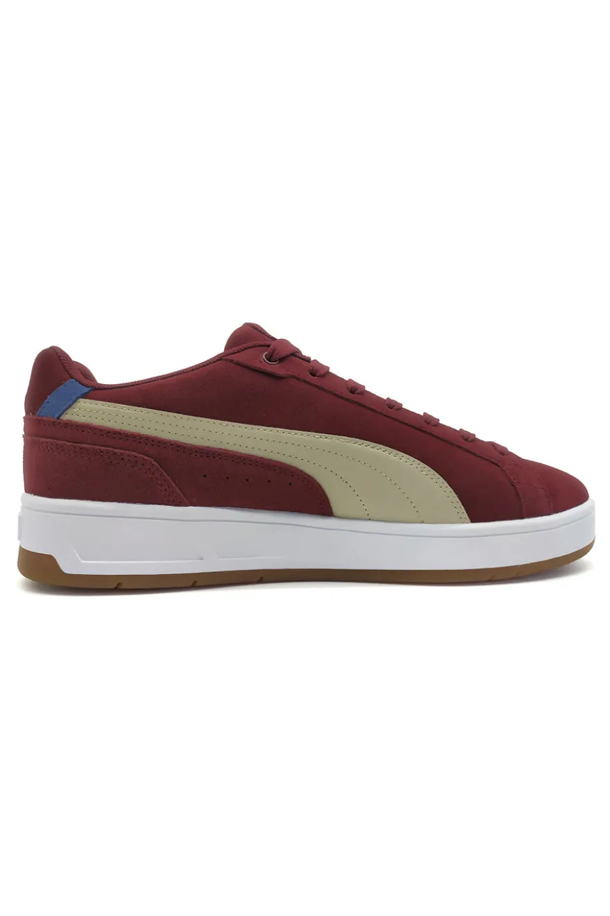 Sneakers bordeaux in pelle scamosciata con dettagli beige Puma Court Classico SD