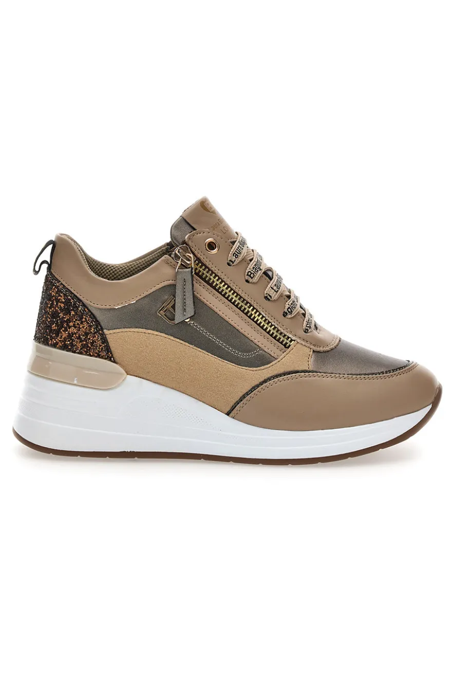 Sneakers bronzo con zip decorativa Laura Biagiotti L97619517