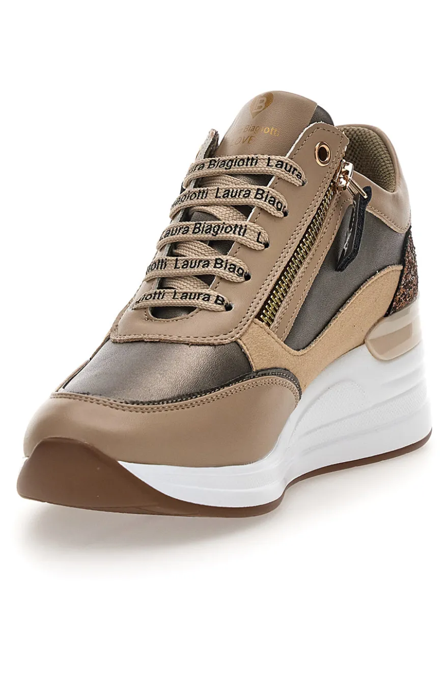 Sneakers bronzo con zip decorativa Laura Biagiotti L97619517