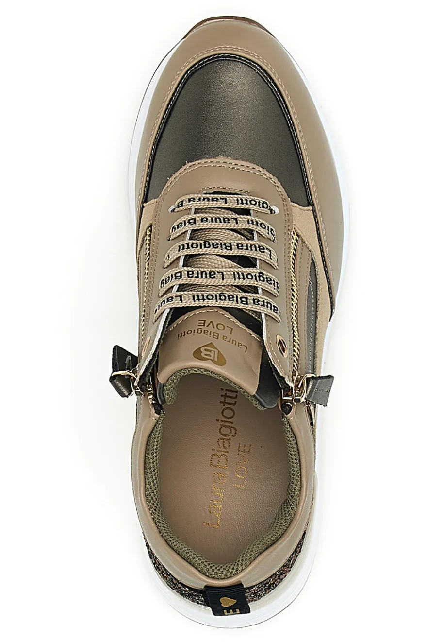 Sneakers bronzo con zip decorativa Laura Biagiotti L97619517