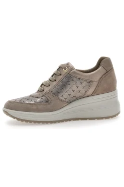 Sneakers Bronzo In Pelle Con Zeppa Imac 555740
