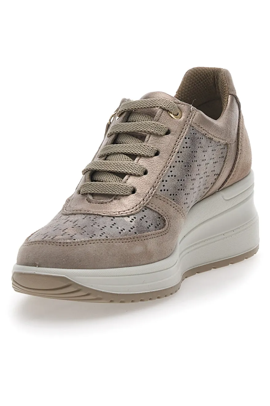 Sneakers Bronzo In Pelle Con Zeppa Imac 555740
