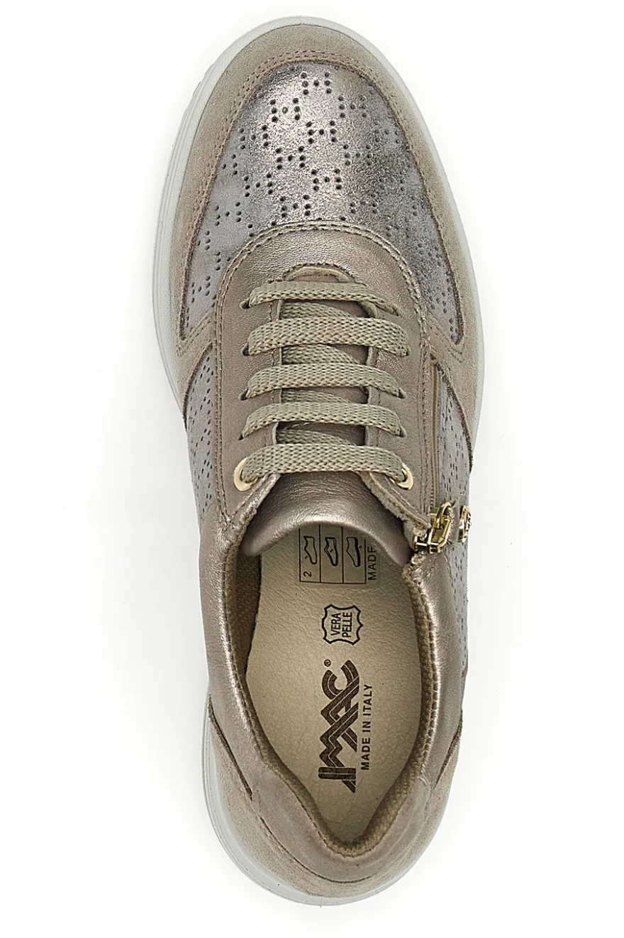 Sneakers Bronzo In Pelle Con Zeppa Imac 555740