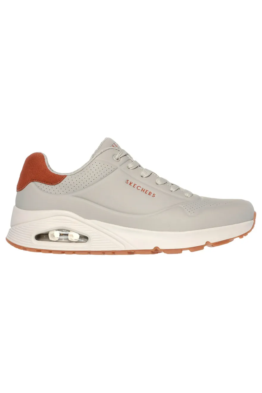 Sneakers color grigio con suola ammortizzata Air-Cooled Memory Foam Skechers Uno Suited On Air