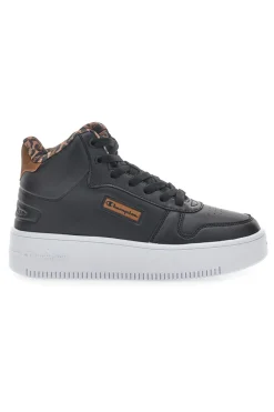 Sneakers con Flatform Champion Rebound Plat Mid Animalier Nere