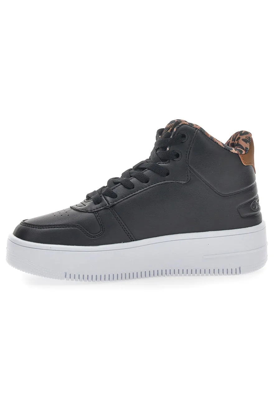 Sneakers con Flatform Champion Rebound Plat Mid Animalier Nere