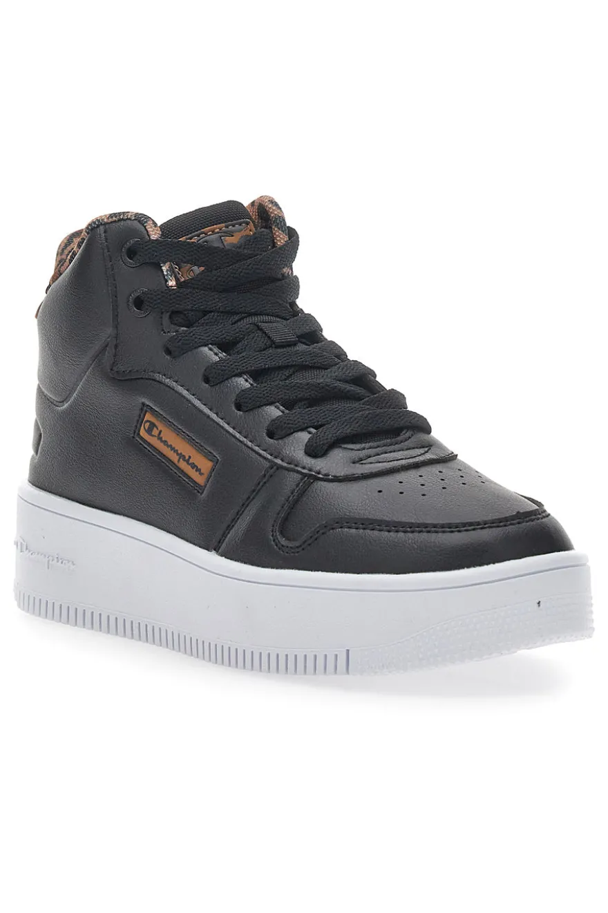 Sneakers con Flatform Champion Rebound Plat Mid Animalier Nere