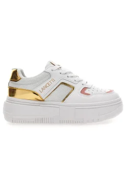 Sneakers con Flatform Lancetti 01 Bianche e Oro