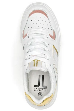 Sneakers con Flatform Lancetti 01 Bianche e Oro