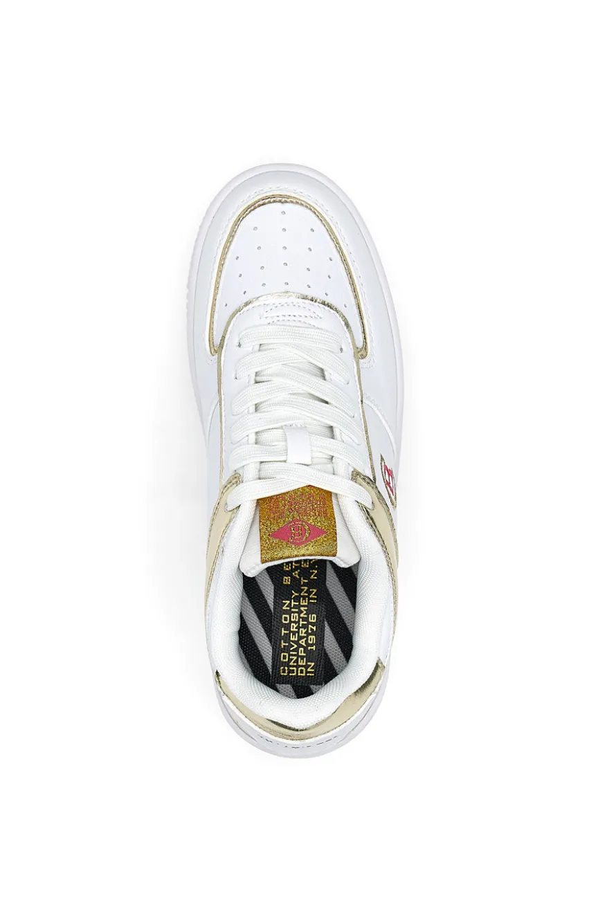 Sneakers Cotton Belt Amber Pu Ripstop Bianche e Oro