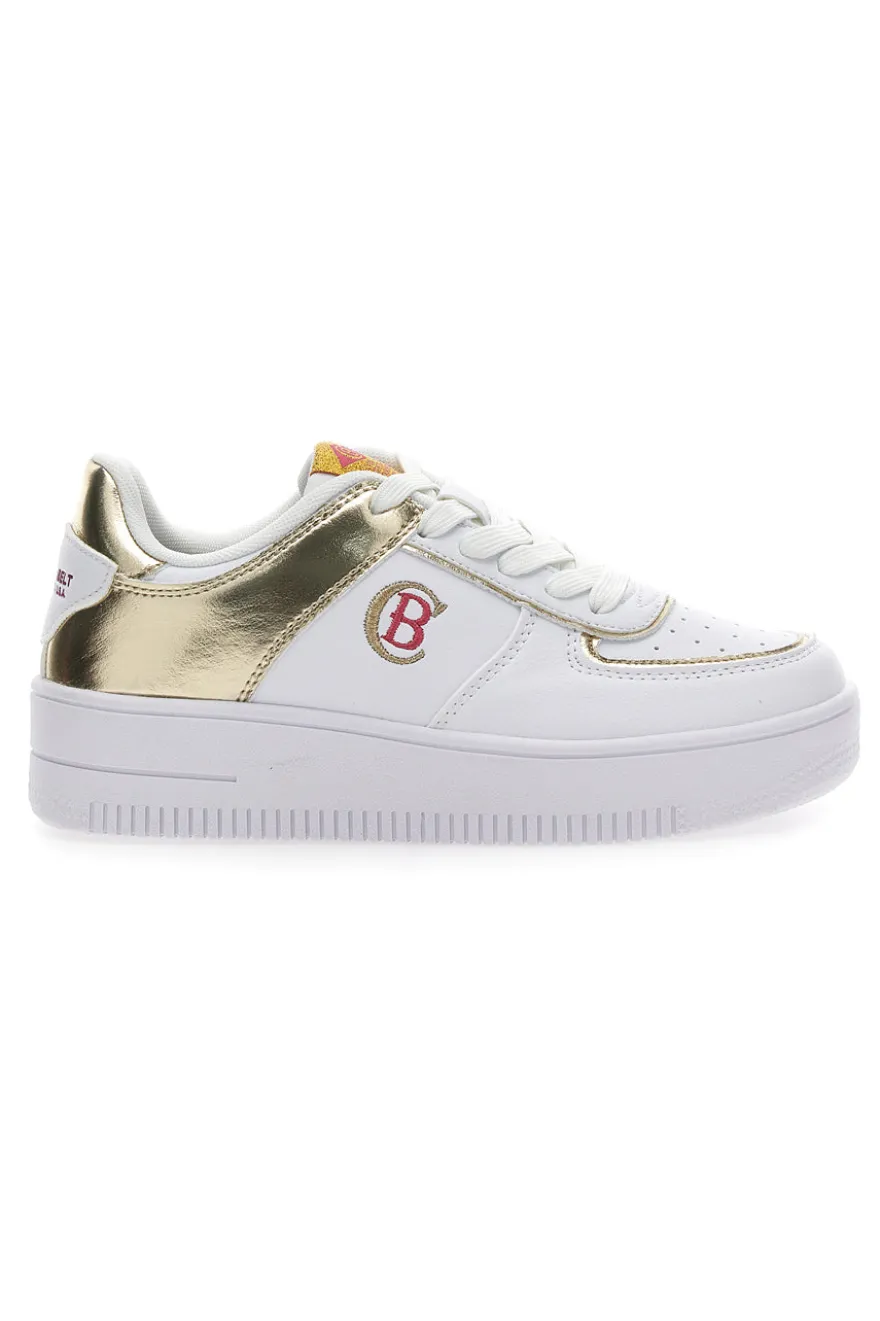 Sneakers Cotton Belt Amber Pu Ripstop Bianche e Oro