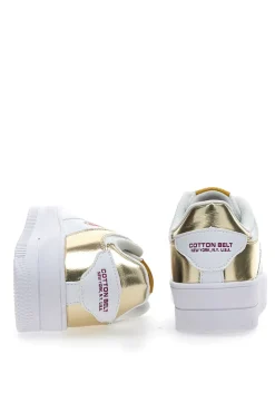 Sneakers Cotton Belt Amber Pu Ripstop Bianche e Oro