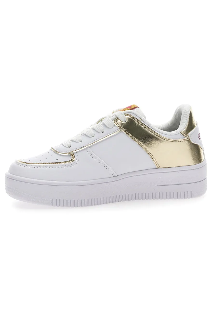 Sneakers Cotton Belt Amber Pu Ripstop Bianche e Oro