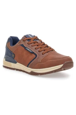Sneakers cuoio con inserti blu Carrera CAM412046438