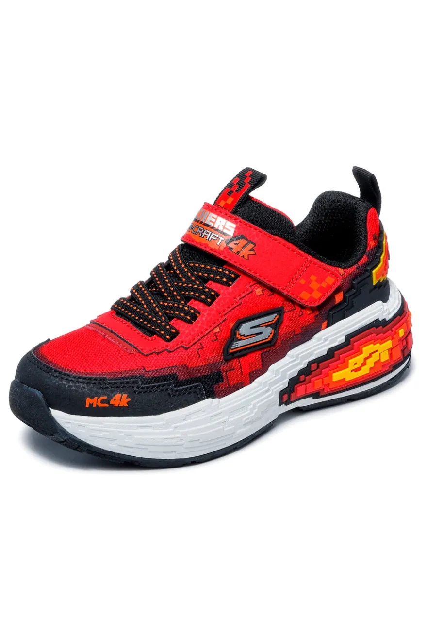 Sneakers da bambino rosse pixel Skechers MEGA CRAFT 4K