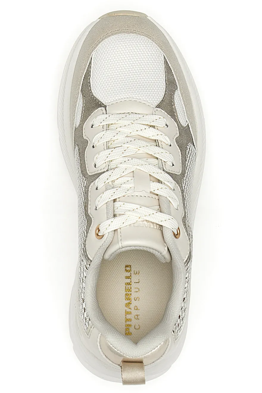 Sneakers da donna beige con inserti mesh Pittarello 8W25069
