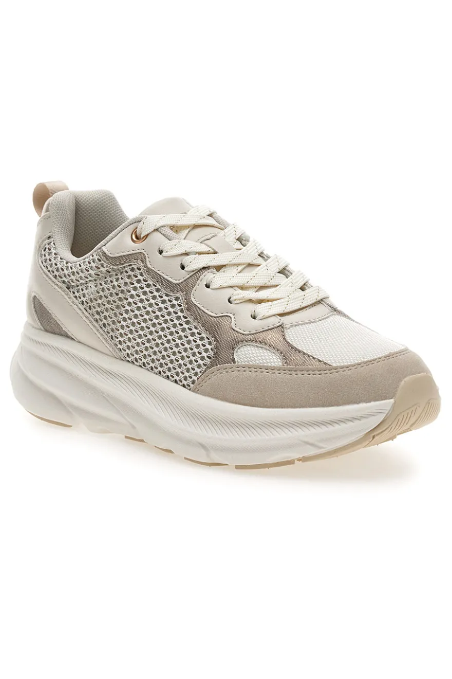 Sneakers da donna beige con inserti mesh Pittarello 8W25069