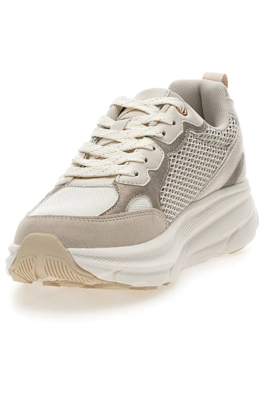 Sneakers da donna beige con inserti mesh Pittarello 8W25069